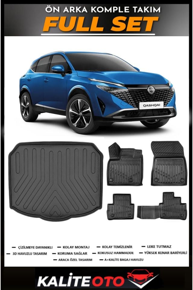 Nissan Qashqai E-Power Alt Bagaj Havuzu+4.5D Havuzlu Paspas Seti 2023 Model