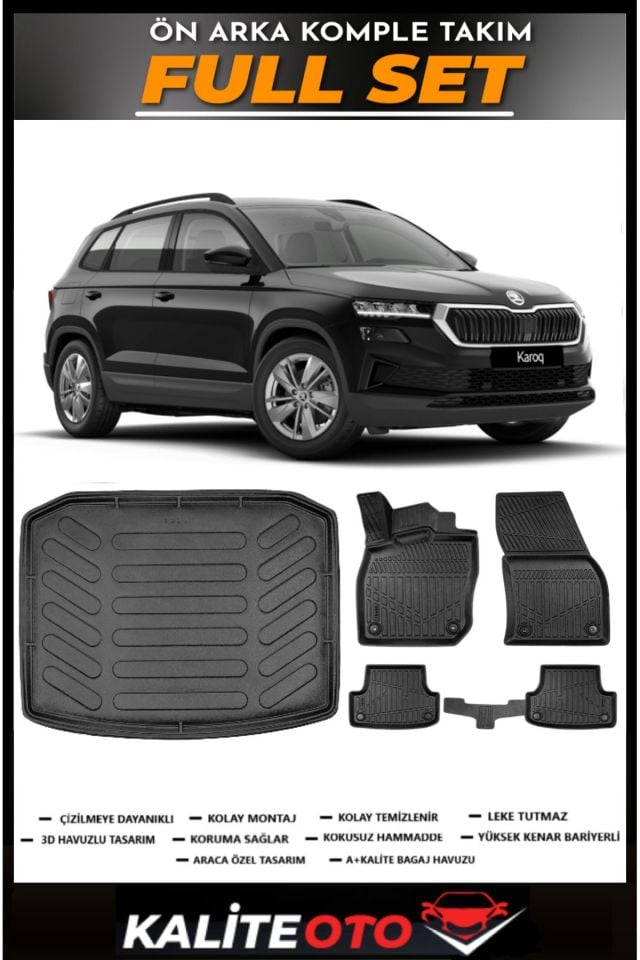 Skoda Karoq Bagaj Havuzu+4.5D Havuzlu Paspas Seti 2019 Model