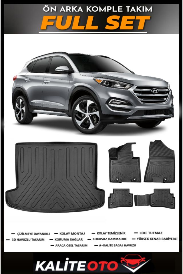 Hyundai Tucson Bagaj Havuzu+4.5D Havuzlu Paspas Seti 2020 Model