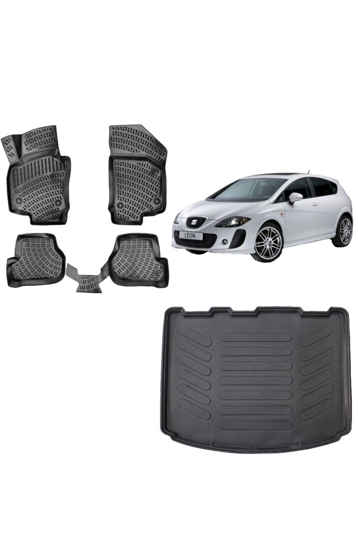 Seat Leon 2008 Model 3D Bagaj Havuzu+3D Havuzlu Araca Özel Paspas Takımı