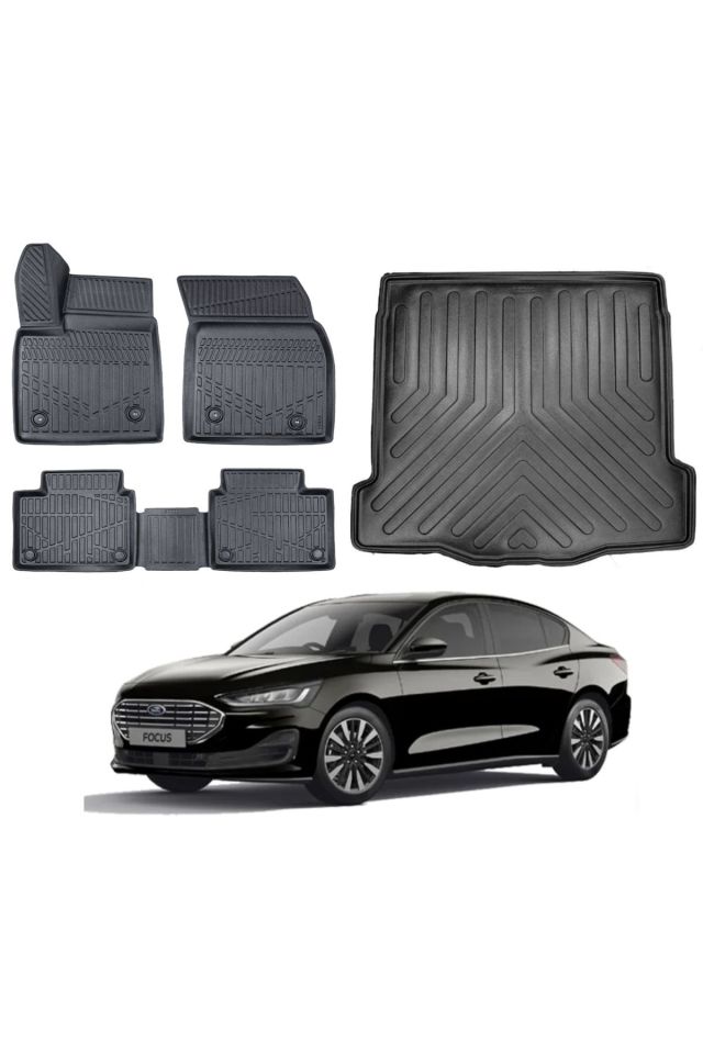 Ford Focus 5 Sedan 2021 Model İnce Stepneli Bagaj Havuzu Paspas Takımı Maxi Eva Serisi