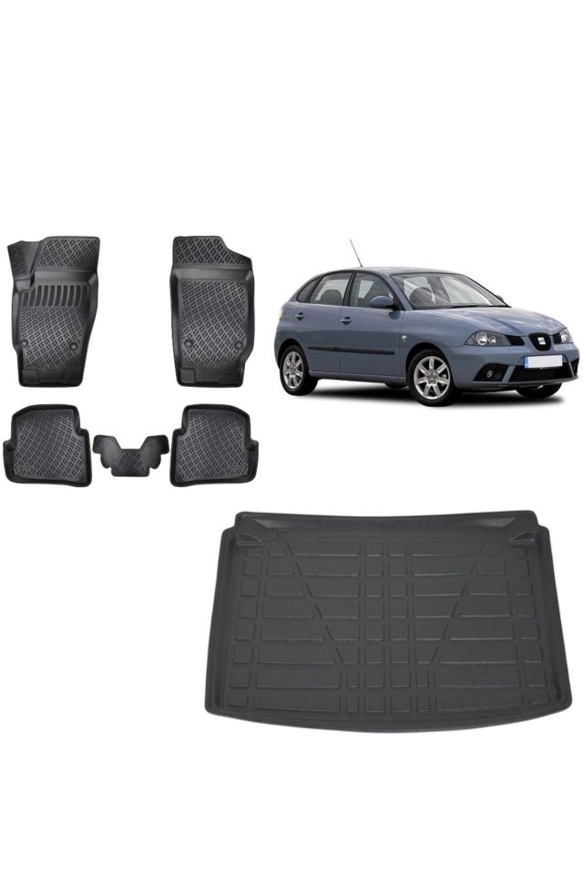 Seat İbiza HB 2007 Model 3D Bagaj Havuzu+3D Havuzlu Araca Özel Paspas Takımı