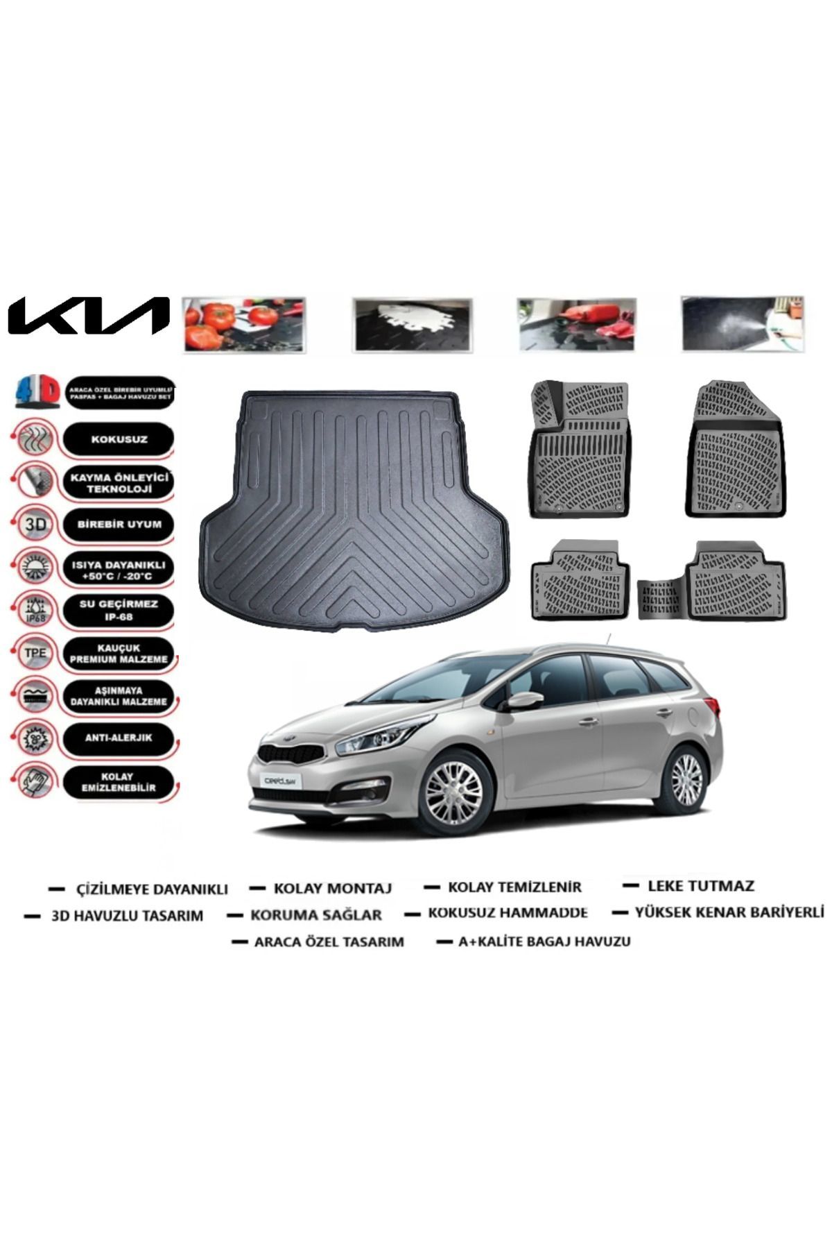 Kia Ceed SW 2021 Model Bagaj Havuzu Araca Özel Paspas Takımı Prrox