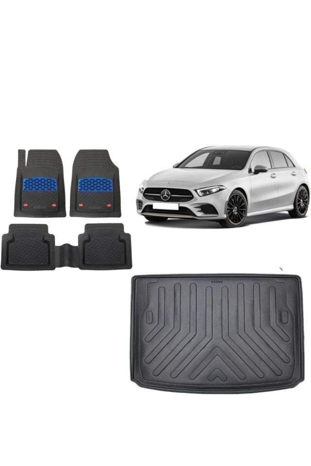 Mercedes A Serisi Hatchback Cepsiz 2019 Model 3d Bagaj Havuzu+3d Mavi Kromlu Havuzlu Paspas Takımı