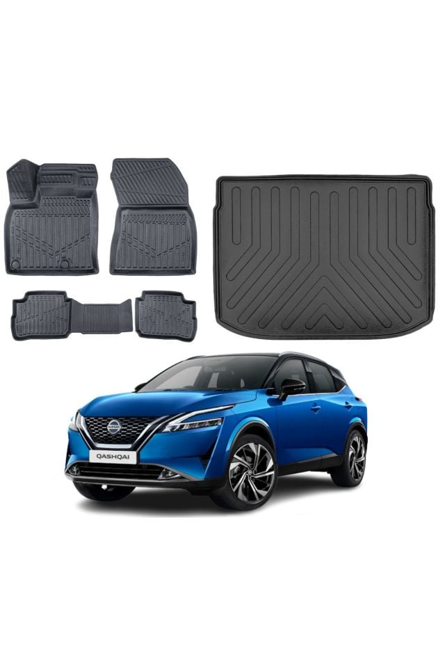 Nissan Qashqai e-Power 2023 Model Üst Bagaj Havuzu+3D Araca Özel Paspas Takımı Luxury Serisi
