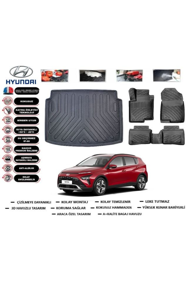 Hyundai Bayon 2021 Model Bagaj Havuzu Araca Özel Paspas Takımı Prrox