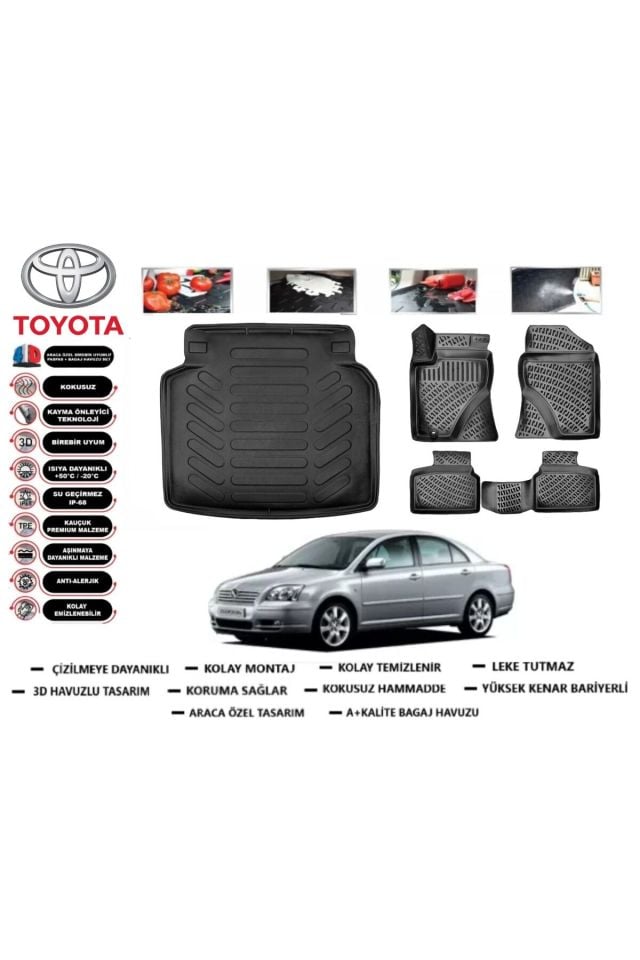 Toyota Avensis 2004 Model Bagaj Havuzu Araca Özel Paspas Takımı Flex