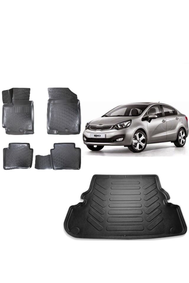 Kia Rio Sedan 2017 Model 3D Bagaj Havuzu+3D Havuzlu Araca Özel Paspas Takımı