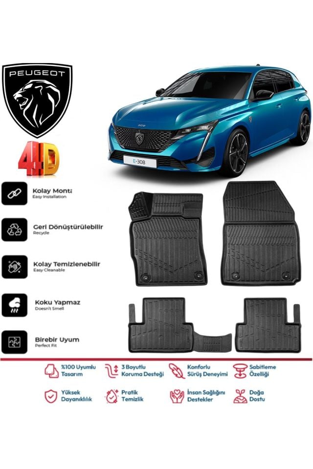 Peugeot 308 2021 Model 4D Havuzlu Paspas