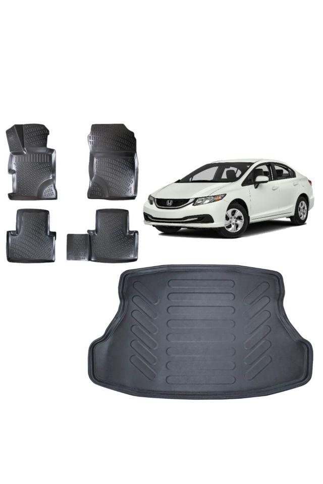 Honda Civic Sedan 2013 Model 3D Bagaj Havuzu+3D Havuzlu Araca Özel Paspas Takımı
