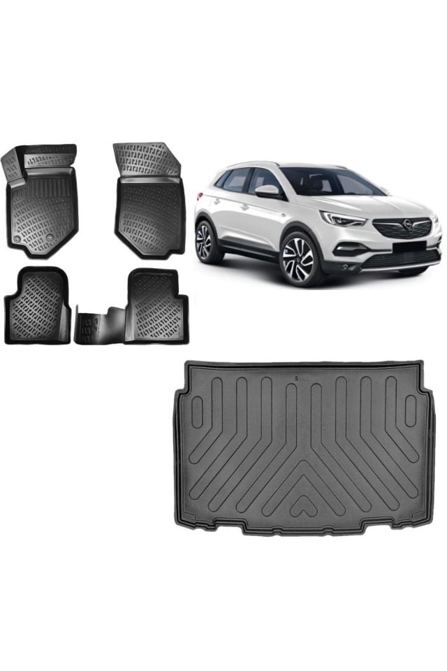 Opel Mokka 2022 Model ALT 3D Bagaj Havuzu+3D Havuzlu Araca Özel Paspas Takımı
