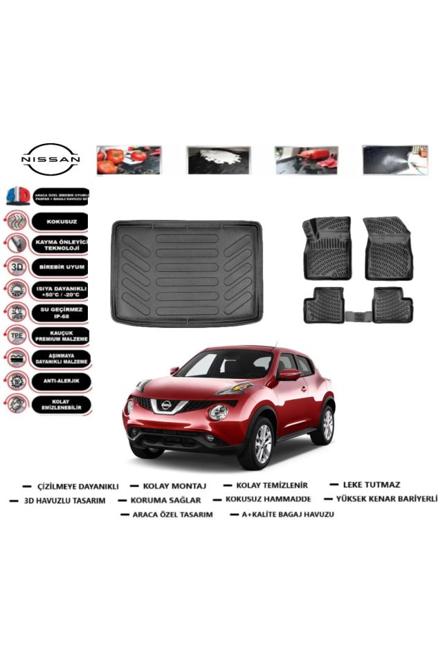 Nissan Juke 2019 Model Alt Bagaj Havuzu Araca Özel Paspas Takımı Prrox