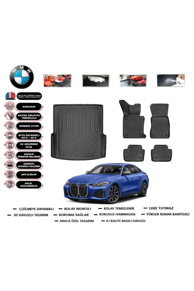 Bmw i4 2022 Model Bagaj Havuzu Araca Özel Paspas Takımı Flex