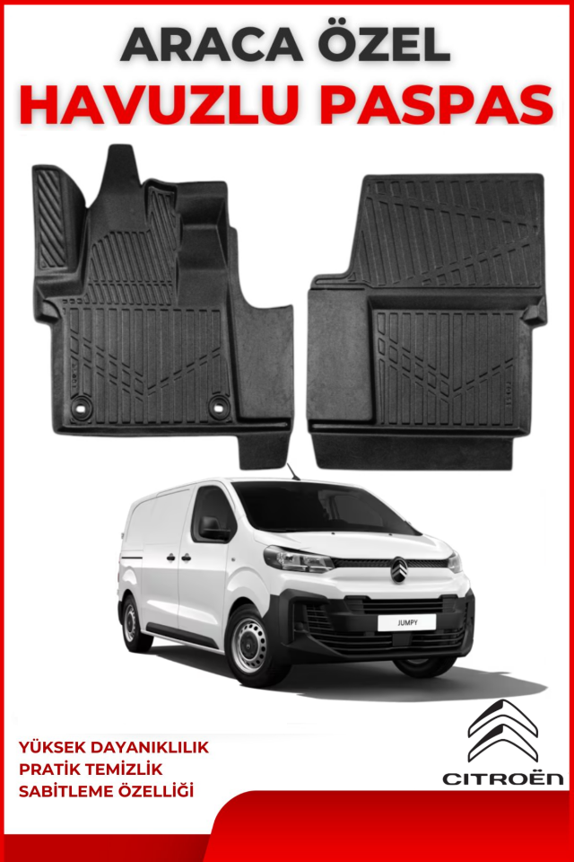 Citroen Jumpy Panelvan 2016 Sonrası 4D Araca Özel Havuzlu Kokusuz Paspas Takımıı