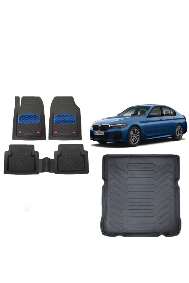 Bmw 5 Serisi G30 2022 Model 3D Bagaj Havuzu+3D Havuzlu Safir Mavi Kromluu Paspas