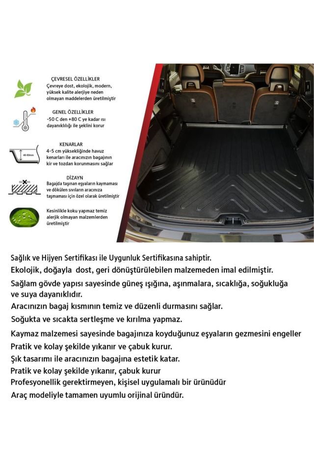 Seat Leon 2012-2020 Arası 4D Araca Özel Havuzlu Kokusuz Paspas Takımı