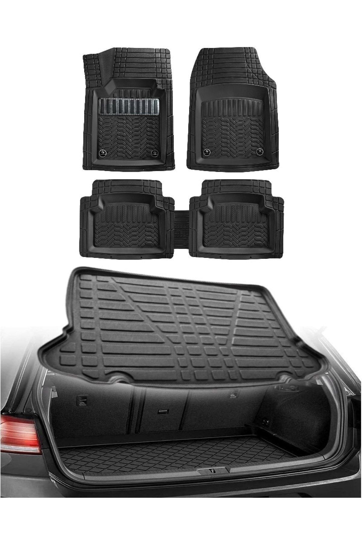 Tofaş Kartal 1988-2000 3d Bagaj Havuzu+3d Maximum Siyah Havuzlu Paspas Gri Kromajlı