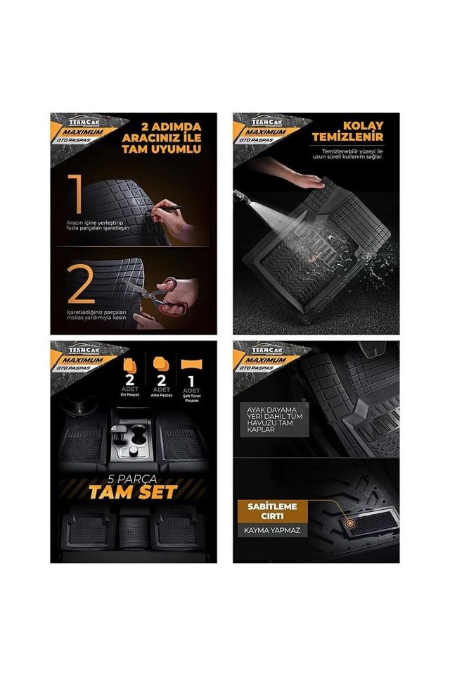 Tofaş Kartal 1988-2000 3d Bagaj Havuzu+3d Maximum Siyah Havuzlu Paspas Gri Kromajlı