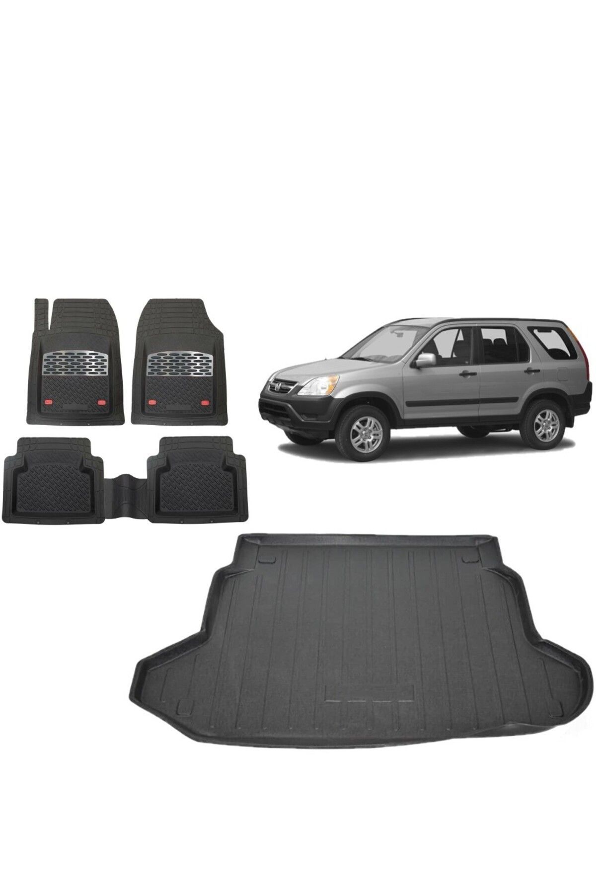 Honda CR-V 2006 Model 3D Bagaj Havuzu+3D Havuzlu Safir Karbon Kromlu Paspas