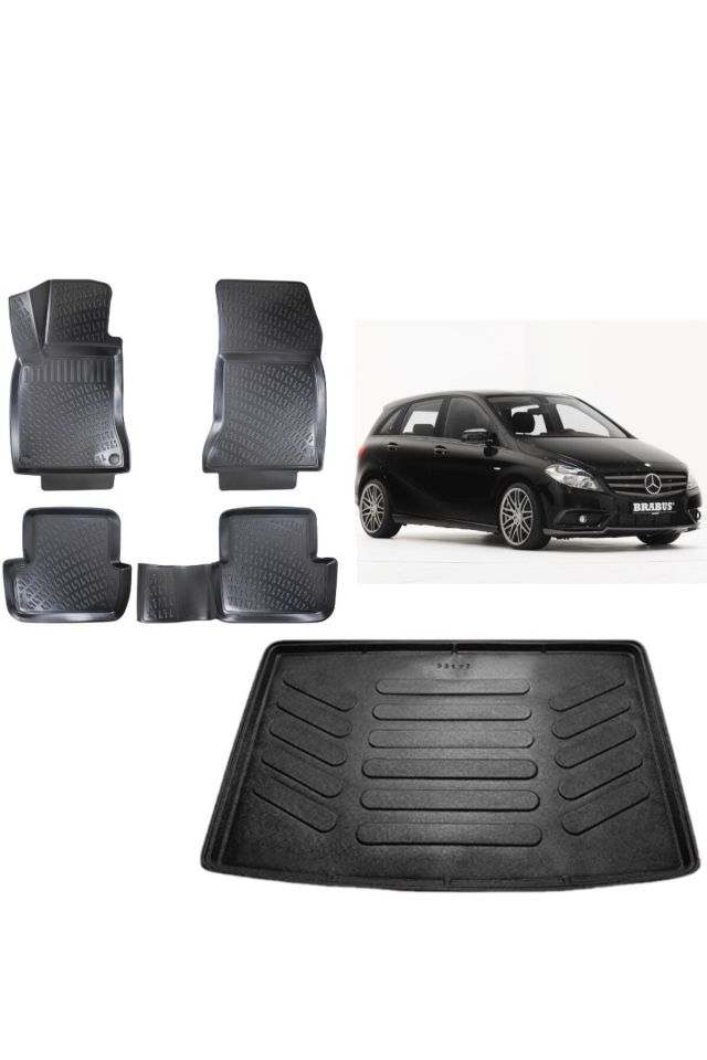risi W246 2013 Model 3D Bagaj Havuzu+3D Havuzlu Araca Özel Paspas Takımı