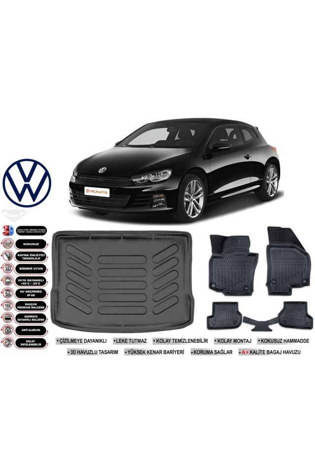 Volkswagen Scirocco 2010 Model Bagaj Havuzu Araca Özel Siyah Havuzlu Paspas Takımı Sett