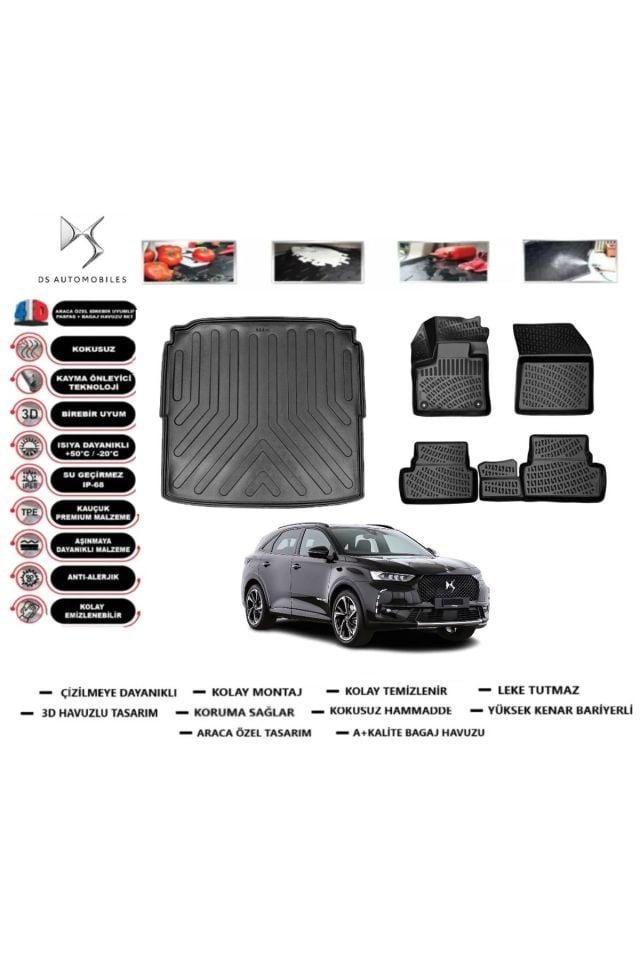 DS 7 Crossback 2023 Model Alt Bagaj Havuzu Araca Özel Paspas Takımı Prrox