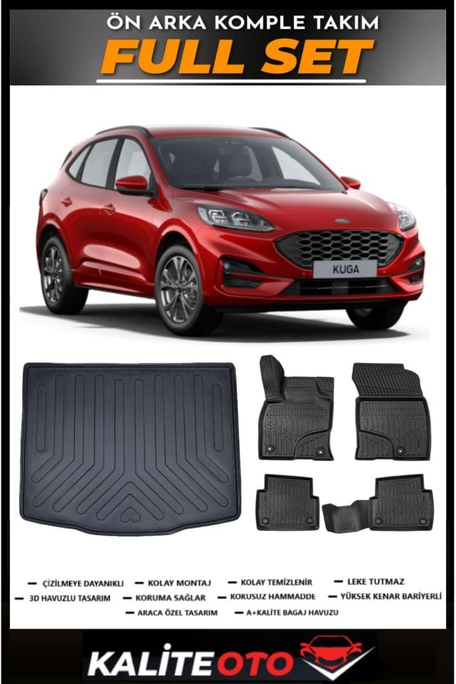 Ford Kuga Bagaj Havuzu+4.5D Havuzlu Paspas Seti 2023 Model