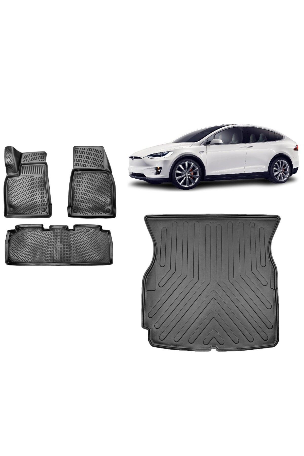 Tesla Model X 5 Koltuklu 2021 Model 3D Bagaj Havuzu+3D Havuzlu Araca Özel Paspas Takımı