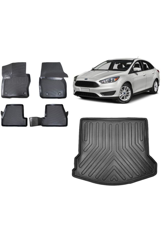 Focus 3.5 SEDAN 2016 Model 3D Bagaj Havuzu+3D Havuzlu Araca Özel Paspas Takımı
