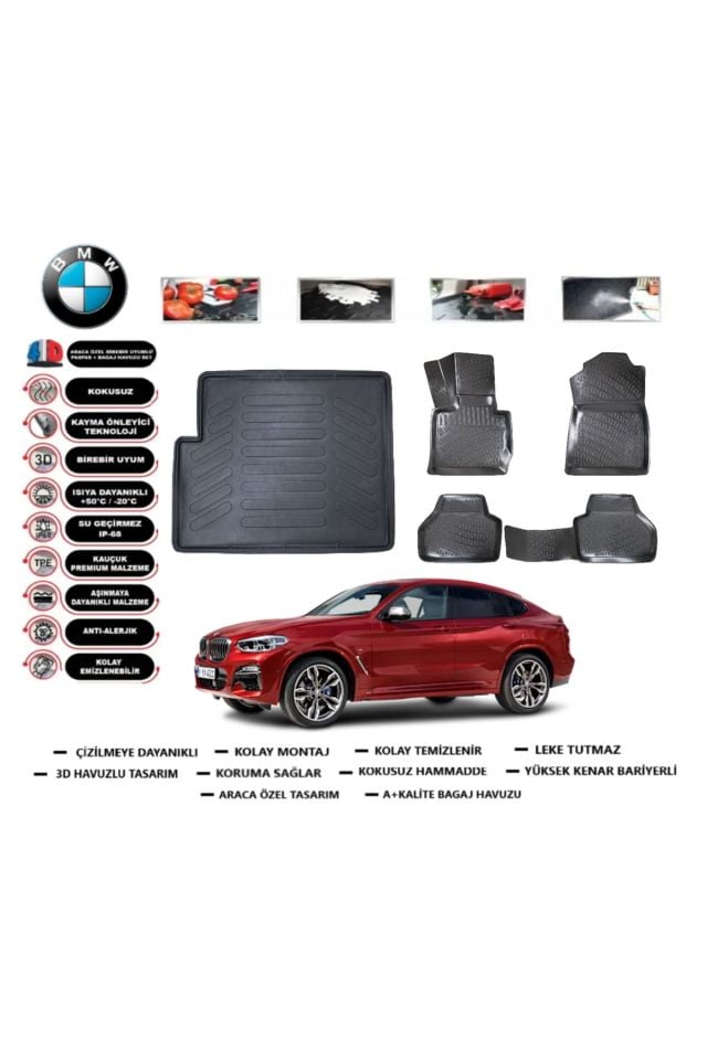 Bmw X4 2017 Model Bagaj Havuzu Araca Özel Paspas Takımı Flex