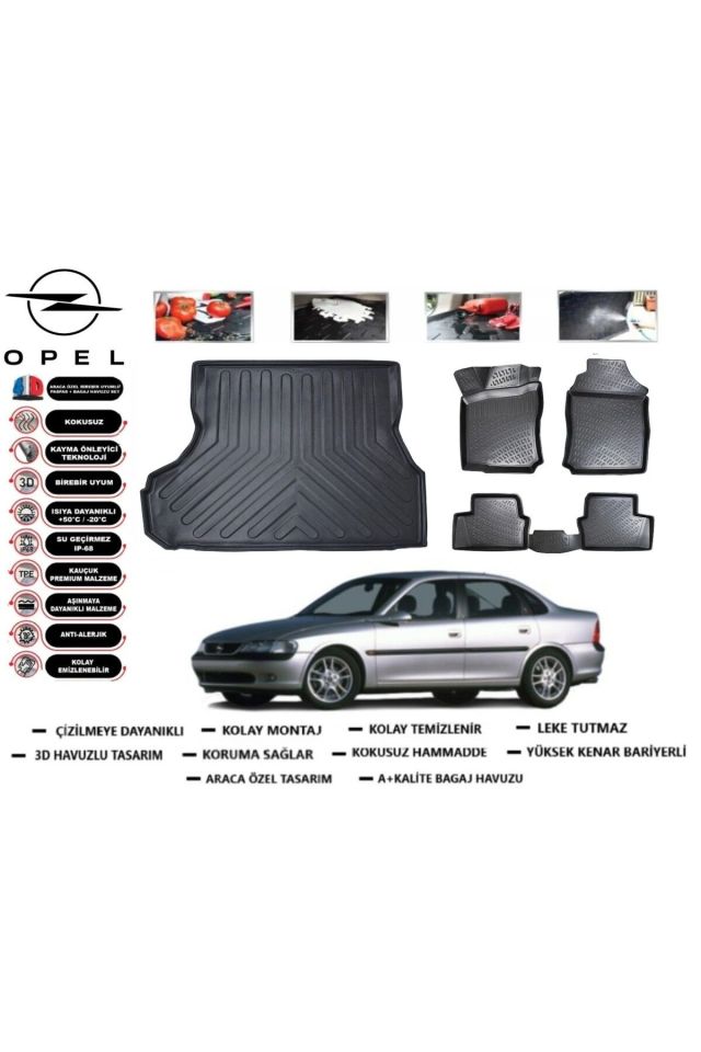 Opel Vectra B 2000 Model Bagaj Havuzu Araca Özel Paspas Takımı Prrox
