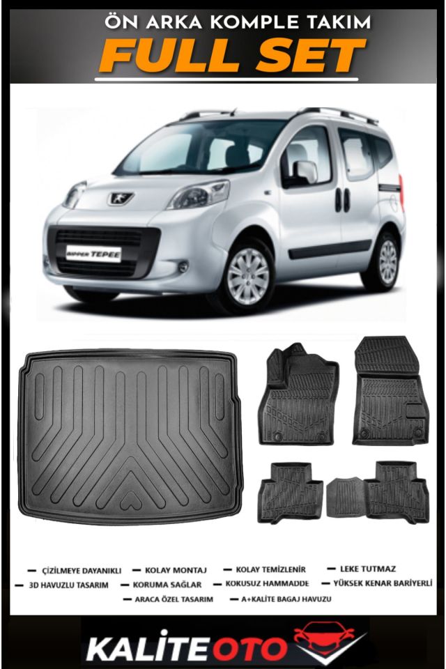 Peugeot Bipper Bagaj Havuzu+4.5D Havuzlu Paspas Seti 2011 Model