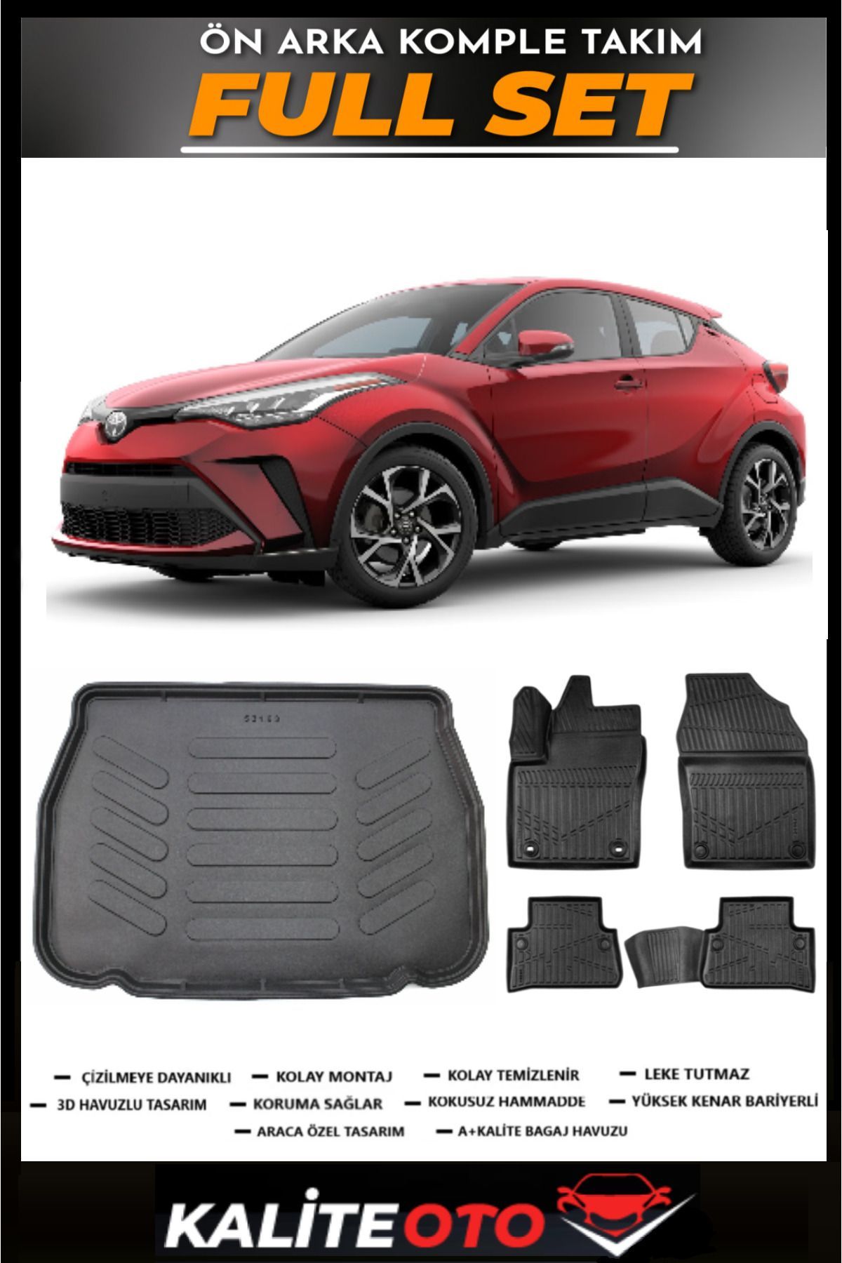 Toyota C-HR Bagaj Havuzu+4.5D Havuzlu Paspas Seti 2020 Model