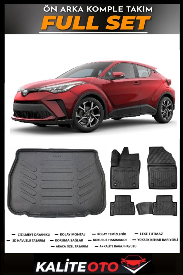 Toyota C-HR Bagaj Havuzu+4.5D Havuzlu Paspas Seti 2020 Model