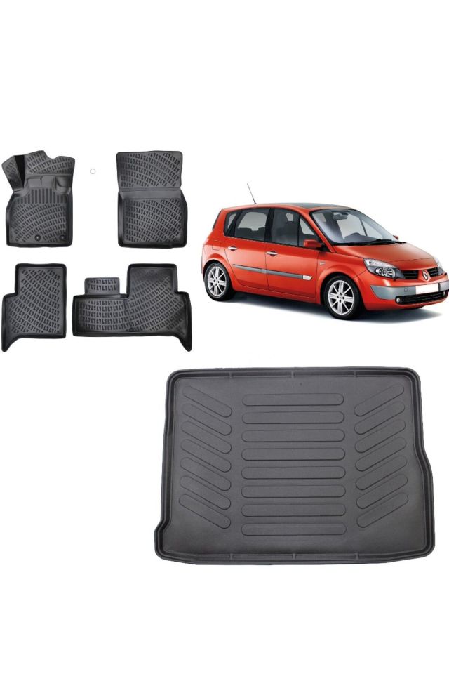 Renault Scenic 2 2007 Model 3D Bagaj Havuzu+3D Havuzlu Araca Özel Paspas Takımı