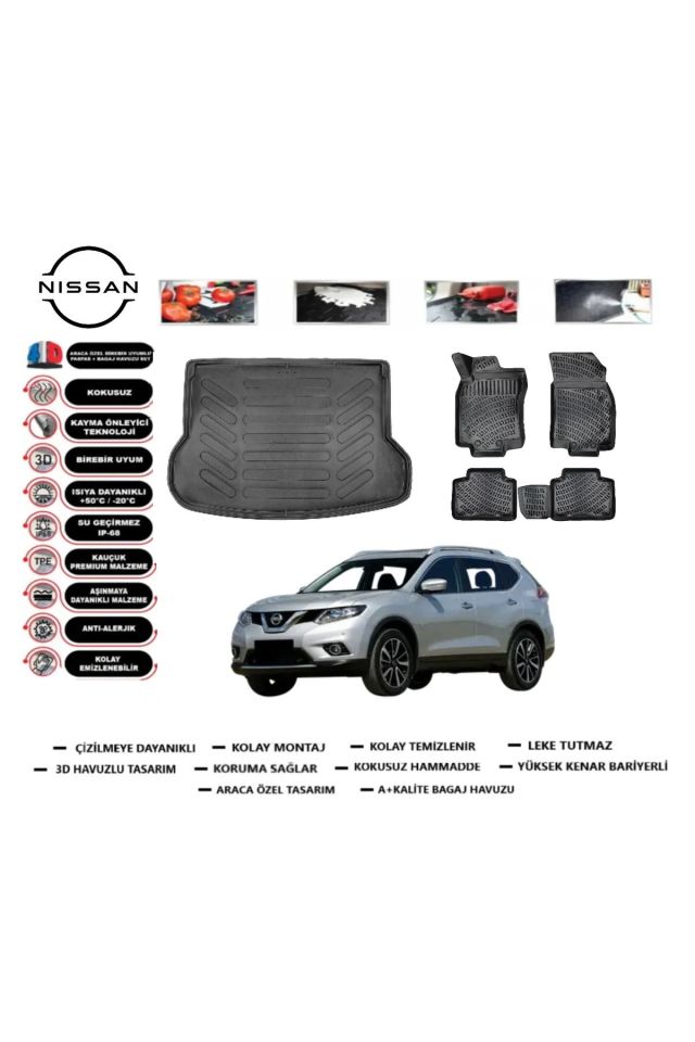 Nissan X-Trail 7 Koltuk 2020 Model Bagaj Havuzu Araca Özel Paspas Takımı Prrox