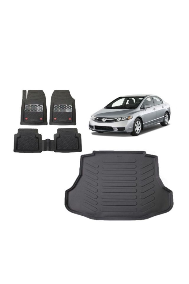Honda Civic Sedan 2007 Model 3D Bagaj Havuzu+3D Havuzlu Safir Karbon Kromlu Paspas
