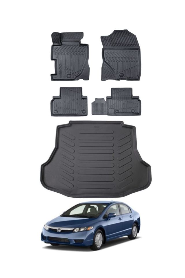 Honda Civic 2007 Model Bagaj Havuzu Araca Özel Siyah Paspas Takımı