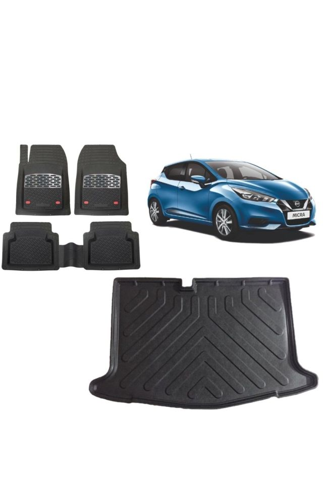 Nissan Micra 2021 Model 3D Bagaj Havuzu+3D Havuzlu Safir Karbon Kromlu Paspas