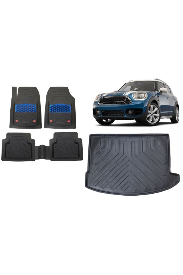 Mini Countryman 2021 Model 3D Bagaj Havuzu+3D Havuzlu Safir Mavi Kromlu Paspas