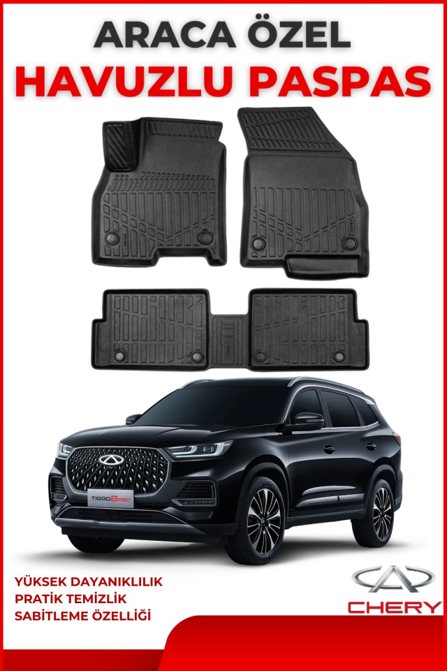 Chery Tiggo 8 Pro 2022 Sonrası 4D Araca Özel Havuzlu Kokusuz Paspas Takımıı