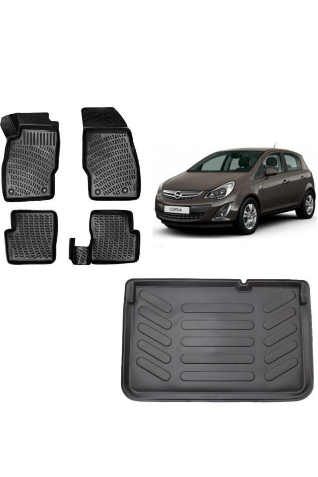 Opel Corsa D 2012 Model 3D Bagaj Havuzu+3D Havuzlu Araca Özel Paspas Takımı