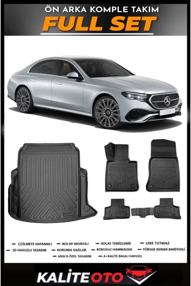 Mercedes E Serisi W214 Bagaj Havuzu+4.5D Havuzlu Paspas Seti 2023 Model