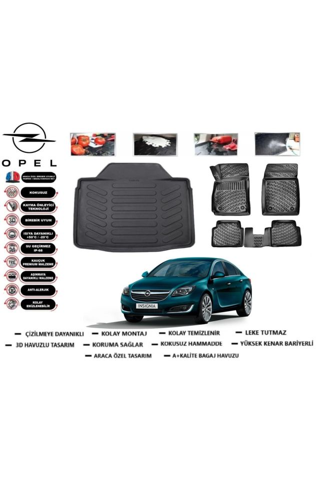 Opel İnsignia Sedan 2010 Model Bagaj Havuzu Araca Özel Paspas Takımı Flex