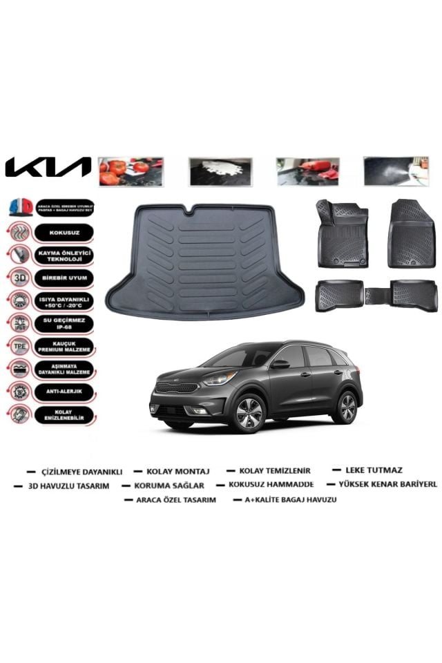 Kia Niro 2019 Model Bagaj Havuzu Araca Özel Paspas Takımı Prrox