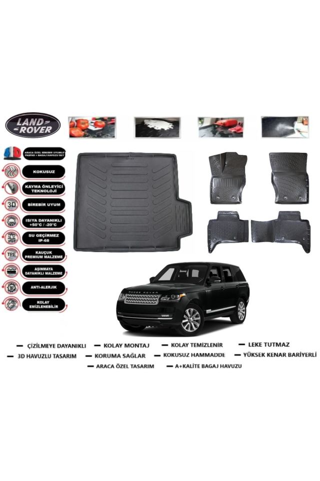 Land Rover Ranger Rover Vouge 2019 Model Bagaj Havuzu Araca Özel Paspas Takımı Prrox