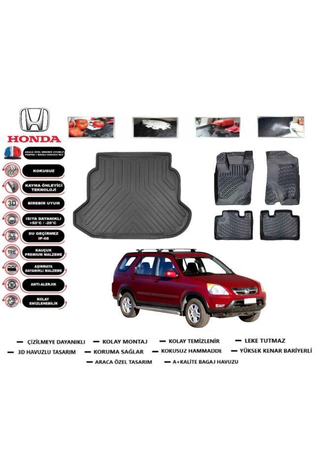 Honda CRV 2003 Model Bagaj Havuzu Araca Özel Paspas Takımı Prrox
