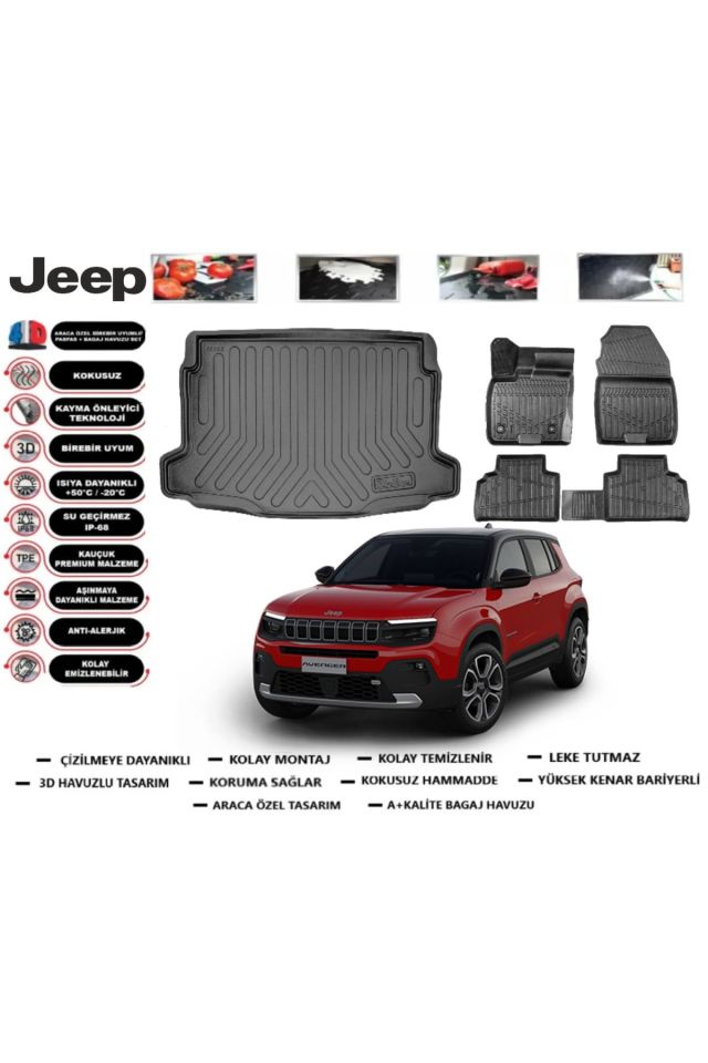 Jeep Avenger EV 2023 Model Üst Bagaj Havuzu Araca Özel Paspas Takımı Prrox