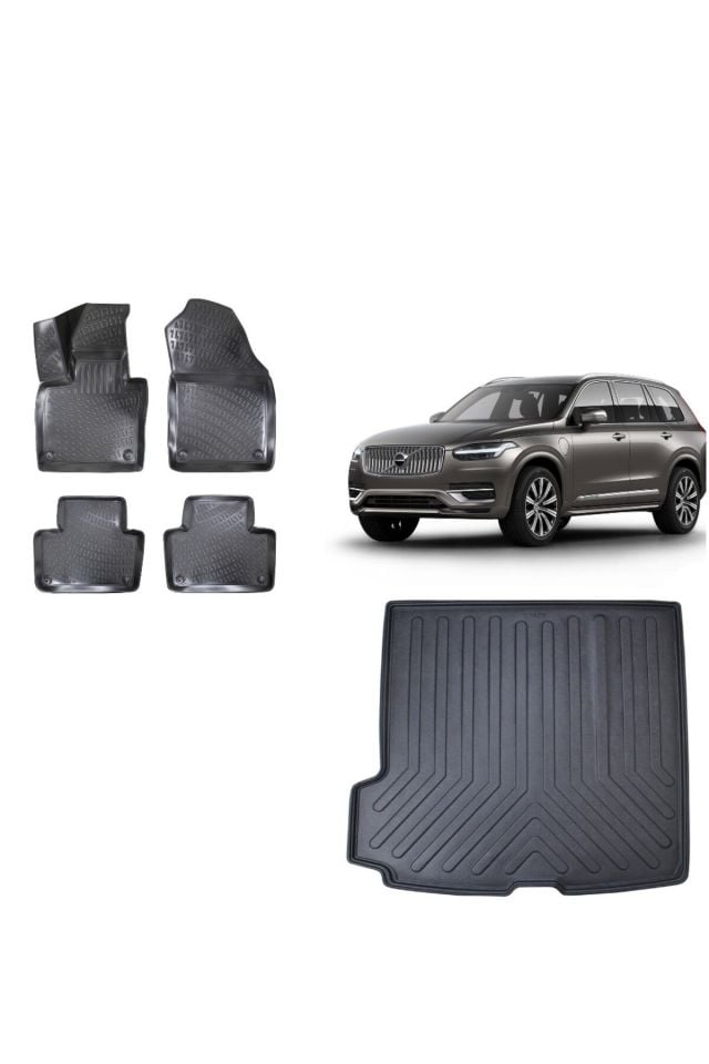 Volvo XC90 2023 Model 5 Koltuk 3D Bagaj Havuzu+3D Havuzlu Araca Özel Paspas Takımı