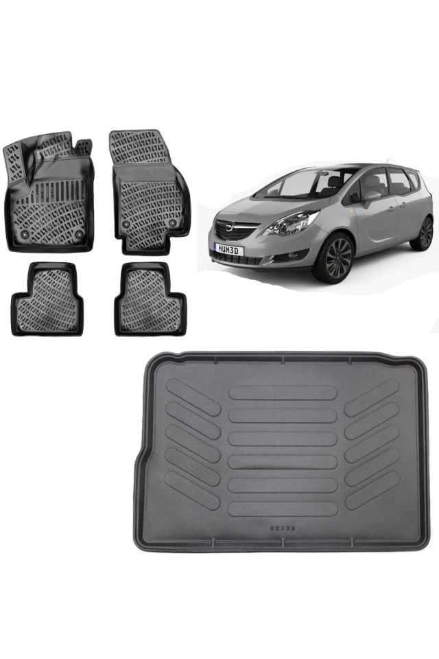 Opel Meriva B 2012 Model 3D Bagaj Havuzu+3D Havuzlu Araca Özel Paspas Takımı